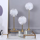 Elegant white organza flower glass craft hyalinite sculpture living room