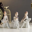 Elegant white porcelain ballet girl figurine set bedroom decor