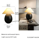 Elegant wood table lamp set with cream fabric shades for bedroom
