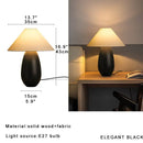 Elegant wood table lamp set with cream fabric shades for bedroom