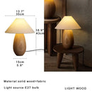 Elegant wood table lamp set with cream fabric shades for bedroom