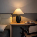 Elegant wood table lamp set with cream fabric shades for bedroom