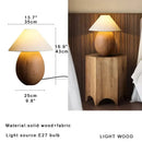 Elegant wood table lamp set with cream fabric shades for bedroom