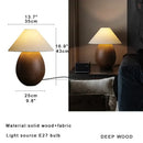 Elegant wood table lamp set with cream fabric shades for bedroom
