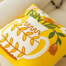 Elegant yellow vase flower cushion cover living room embroidery