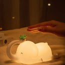 Elephant silicone night light bedroom decor with green clover