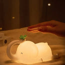Elephant silicone night light bedroom decor with green clover