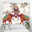 Elephant tarot psychedelic tapestry red & teal yoga room wall art