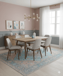 Eliane Custom Made Traditional Style Pink And Blue Hand Knotted Wool Area Rug