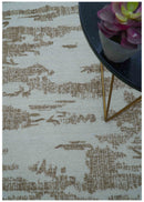 Ella Custom Made Abstract Brown And Ivory Hand Tufted wool rug