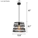 DecorBites™ Elvio - Iron Spiral Spring Suspension Pendant Light Black / White for Kitchen Island  Lamp Dining Room Lighting Fixture