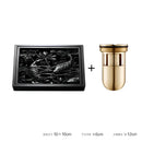 Embossed floral black brass square floor drain shower room