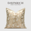 Embossed floral cushion cover champagne gold living room decor