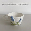 Embossed tulip ceramic cup and saucer set dining room kitchen decor