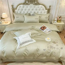 Embroidered blue butterfly flower egyptian cotton duvet cover set bedroom