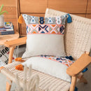 Embroidered blue tufted pillow cover bedroom boho cushion