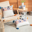 Embroidered blue tufted pillow cover bedroom boho cushion
