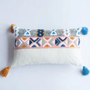 Embroidered blue tufted pillow cover bedroom boho cushion