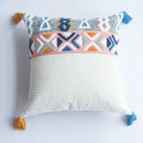 Embroidered blue tufted pillow cover bedroom boho cushion