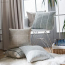 DecorBites™ Brown Grey Stripe Embroidery Cushion Cover Set, Cotton Linen, 45x45cm 60x60cm Home Decor