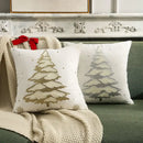 Embroidered christmas pillow covers white & gold living room decor