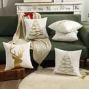 Embroidered christmas pillow covers white & gold living room decor