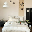 Embroidered cream lyocell cotton bedding set bedroom luxury decor
