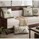 Embroidered dream floral birds dark green velvet cushion covers living room