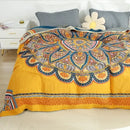 Embroidered floral blue & cream decorbites cotton gauze bedroom blanket