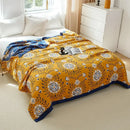 Embroidered floral blue & cream decorbites cotton gauze bedroom blanket