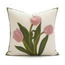 Embroidered flower pillowcase cover cream tulip living room decor