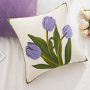 Embroidered flower pillowcase cover cream tulip living room decor
