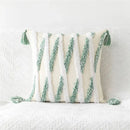 Embroidered geometric leaves pillow cover living room tasseled decor