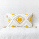 Embroidered geometric leaves pillow cover living room tasseled decor