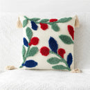 Embroidered geometric leaves pillow cover living room tasseled decor