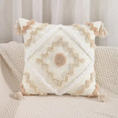 Embroidered geometric leaves pillow cover living room tasseled decor