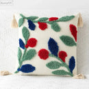 Embroidered geometric leaves pillow cover living room tasseled decor