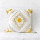 Embroidered geometric leaves pillow cover living room tasseled decor