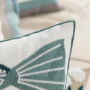Embroidered green and gold fish pillow cover living room