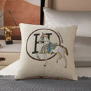 Embroidered horse cotton throw pillow cover living room decor