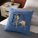 Embroidered horse cotton throw pillow cover living room decor