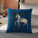 Embroidered horse cotton throw pillow cover living room decor
