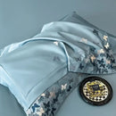Embroidered light blue butterflies bedding set for bedroom
