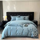 Embroidered light blue butterflies bedding set for bedroom