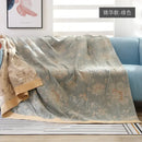 Embroidered mustard & navy cotton gauze summer quilt bedroom blanket
