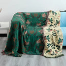 Embroidered teal & cream cotton sofa throw blanket living room quilt