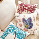 Embroidered tree cushion cover set for living room sofa