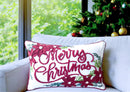 Merry Christmas Vintage Poinsettia Throw Pillow