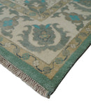 Emerald Green 8x10 Hand Knotted Vintage Persian Medallion Traditional Rug | TRDCP768810