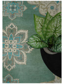 Emerald Green 8x10 Hand Knotted Vintage Persian Medallion Traditional Rug | TRDCP768810